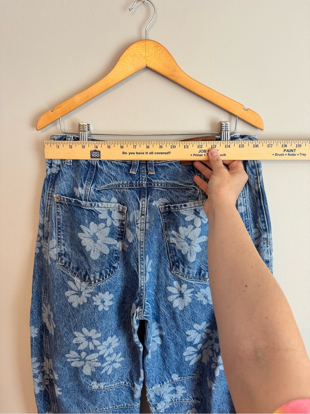 We the free people good luck barrel jeans 30 floral flowers boho euc - Picture 7 of 9